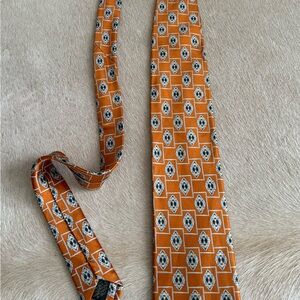 Brioni Italian silk tie orange and gray Geometric Tie